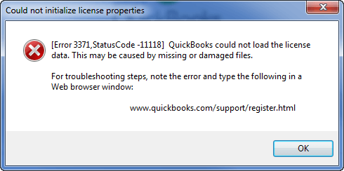 QuickBooks error 3371 message