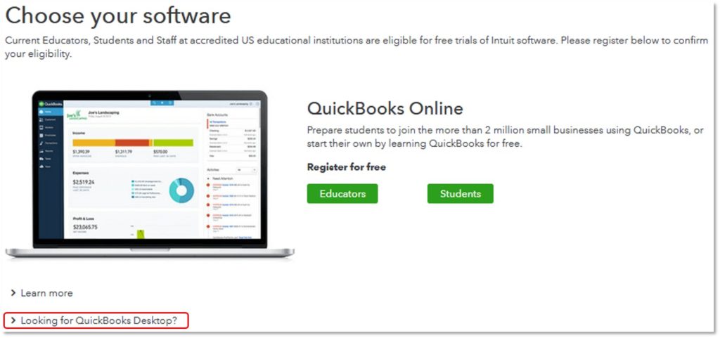 QuickBooks Online for Students & Educators