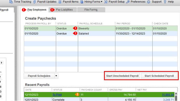 Start Schedule Payroll in QuickBooks Desktop